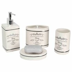 Outlet 😉 HDS Trading Corp. Home Basics 4 Piece Bath Accessory Set, Paris 💯
