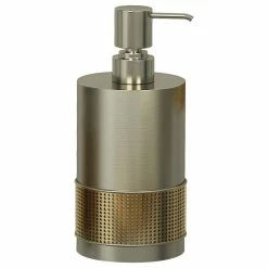 New 🥰 TATARA Nu Steel Selma Brushed Aluminum And Gold Soap Lotion Pump ⭐