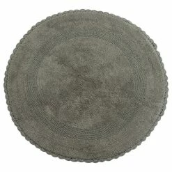 Best Pirce ๐ฏ Saffron Fabs Bath Rug 36" Reversible Hand Knit Crochet Lace Border, Grey โค๏ธ