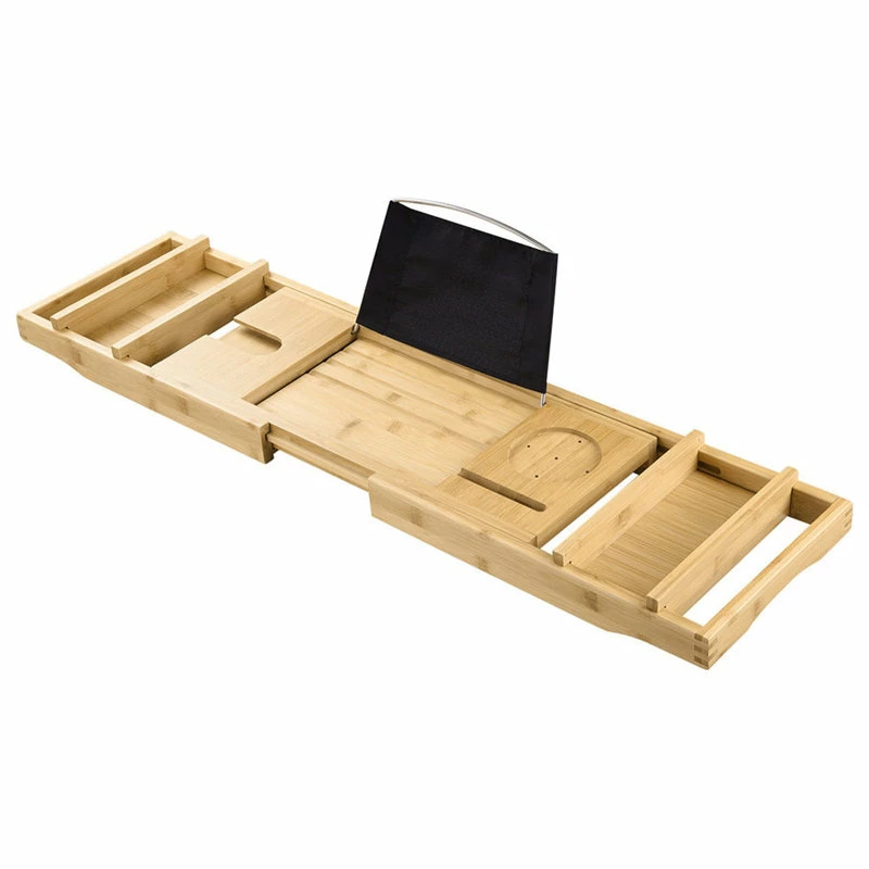 Outlet ๐ Yescom Extendable Bamboo Bathtub Caddy Tray Tablet Slot Glass Tablet Holder Relaxing ๐