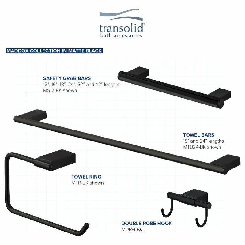 Buy โค๏ธ Transolid Maddox 32" Grab Bar, Black ๐ฅฐ - Image 6