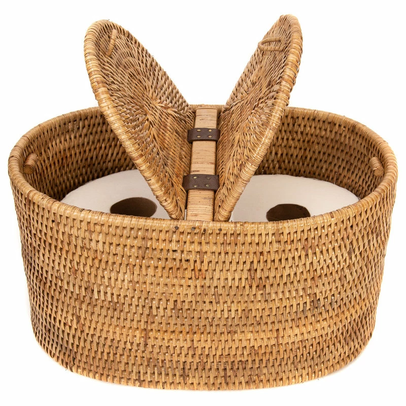 Brand new โจ Artifacts Trading Company Artifacts Rattan Oval Double Tissue Roll Box, Honey Brown ๐ - Image 4