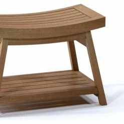 Outlet 👏 Teak Deals Outdoor Teak Patio Barcelona Shower Spa Bench With Bottom Shelf, Medium: 24" X 1 🔥