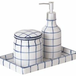 Top 10 ❤️ Sparrowhawk International Brandon 3-Piece Bath Accessory Set, Ensign Blue And White 🎁