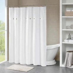 Budget ⌛ Olliix Madison Park Finley Cotton Waffle Weave Textured Shower Curtain MP70-5636 🎉