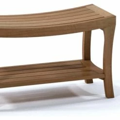 Discount 🌟 Teak Deals Outdoor Teak Patio Melbourne Shower Spa Bench With Bottom Shelf, 30" 🛒
