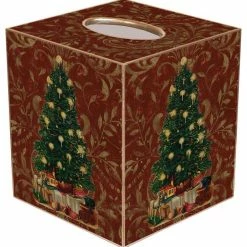 New 🛒 Marye-Kelley TB389- 🎅 Christmas Tree On Red Damask Tissue Box Cover 🛒