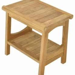 New 🔥 Teak Deals Outdoor Teak Patio Perth Shower Spa Bench With Bottom Shelf, Small: 18" X 13" X ⌛