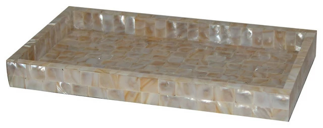 Brand new 🥰 TATARA Nu Steel Capris 👩 Mother Of Pearl Rectangular Vanity Tray 💯
