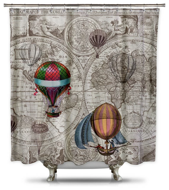 Promo ๐ฏ Shower Curtain HQ Hot Air Balloon Steampunk Shower Curtain By Catherine Holcombe, Standard Size โญ